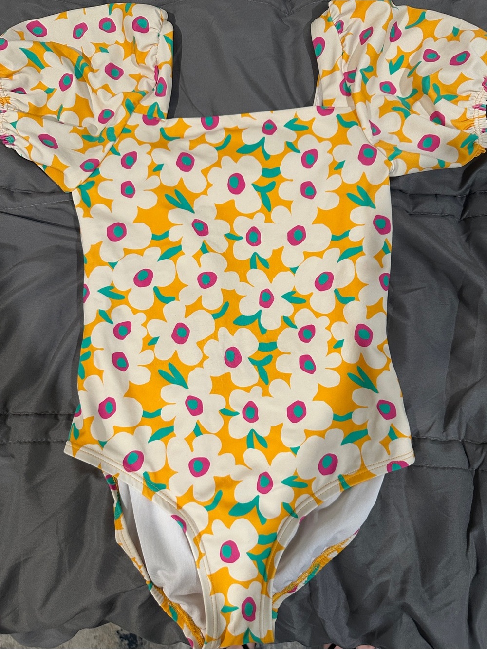 Hanna Andersson Kids One-Piece Swimsuit - Yellow, White, Pink, Teal Floral